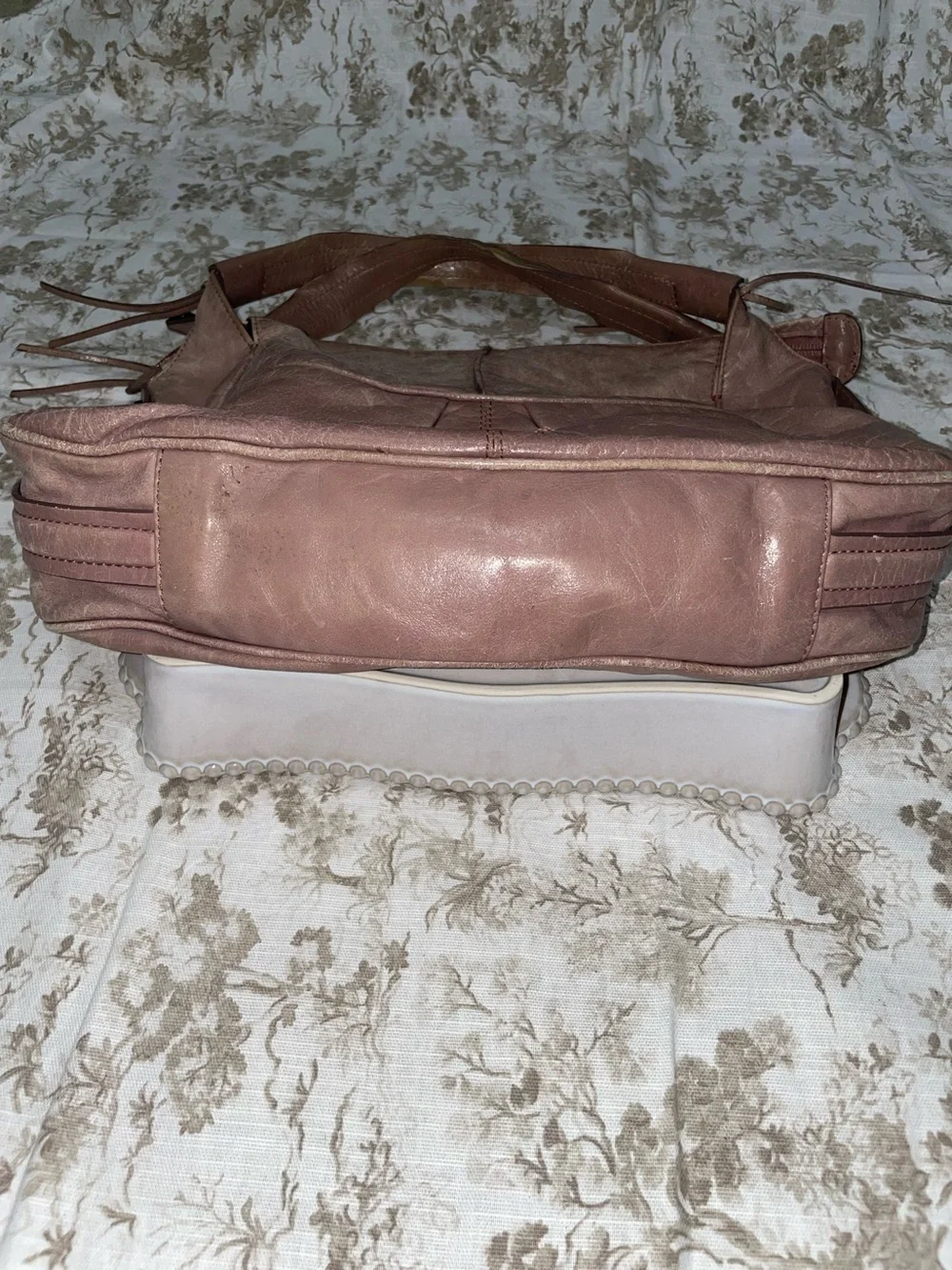Francesco Biasia Metallic Rose Pink Leather Hobo Bag